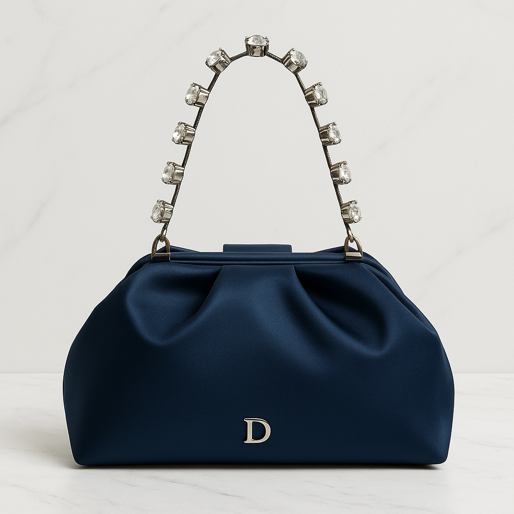 Navy Satin Bag